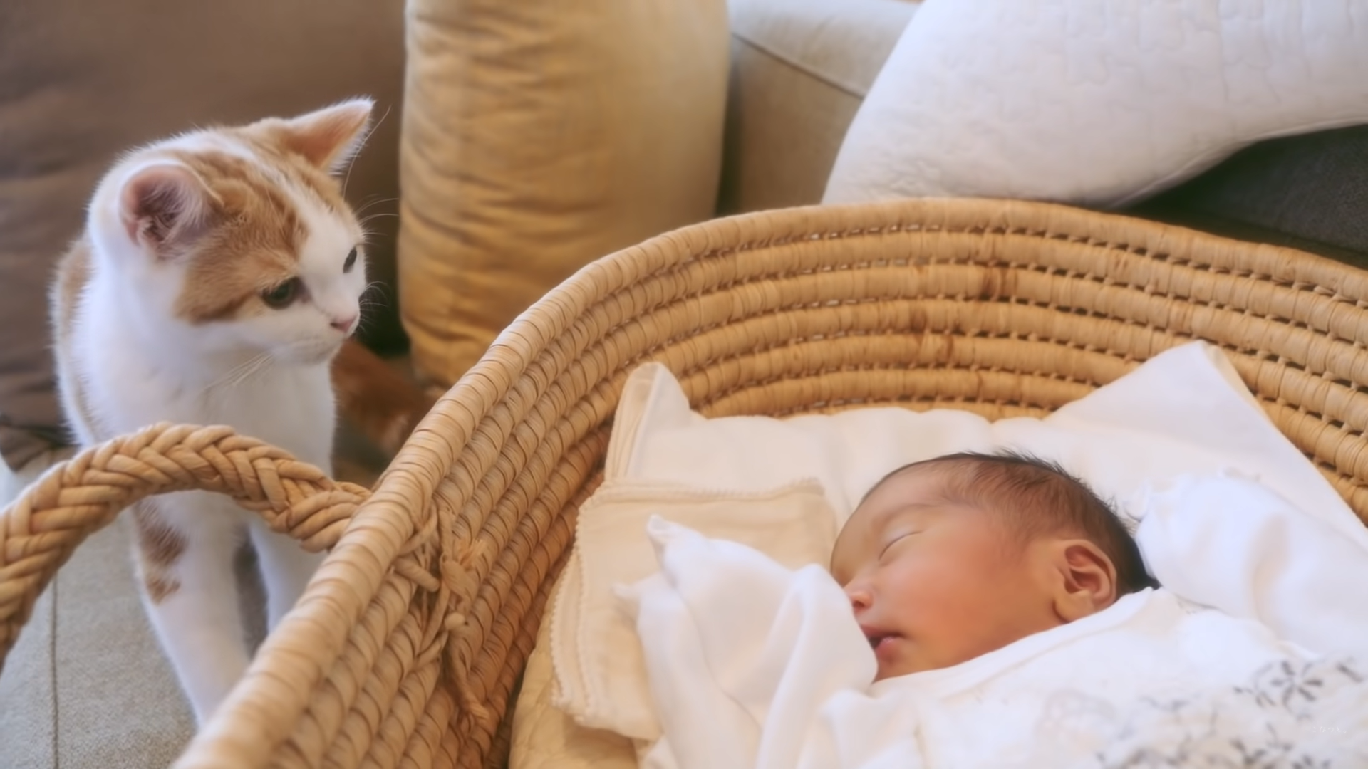 泣く赤ちゃんに寄り添う猫、蹴られても離れない!! 　感動で涙を流す人も