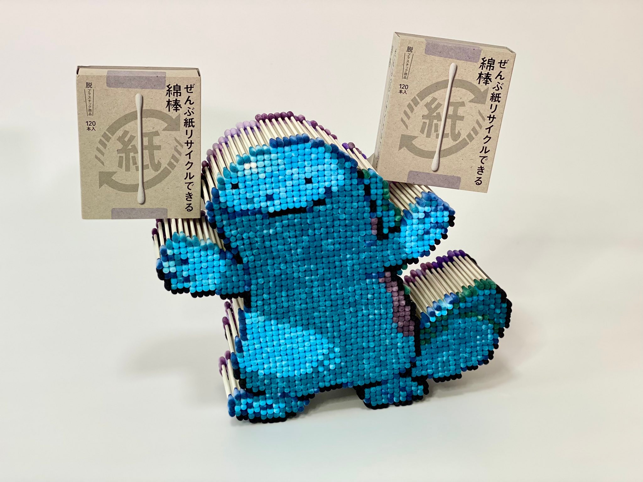 綿棒1740本で3Dのポケモン!?　「ひっくり返った瞬間鳥肌たちました」驚きの声集まる