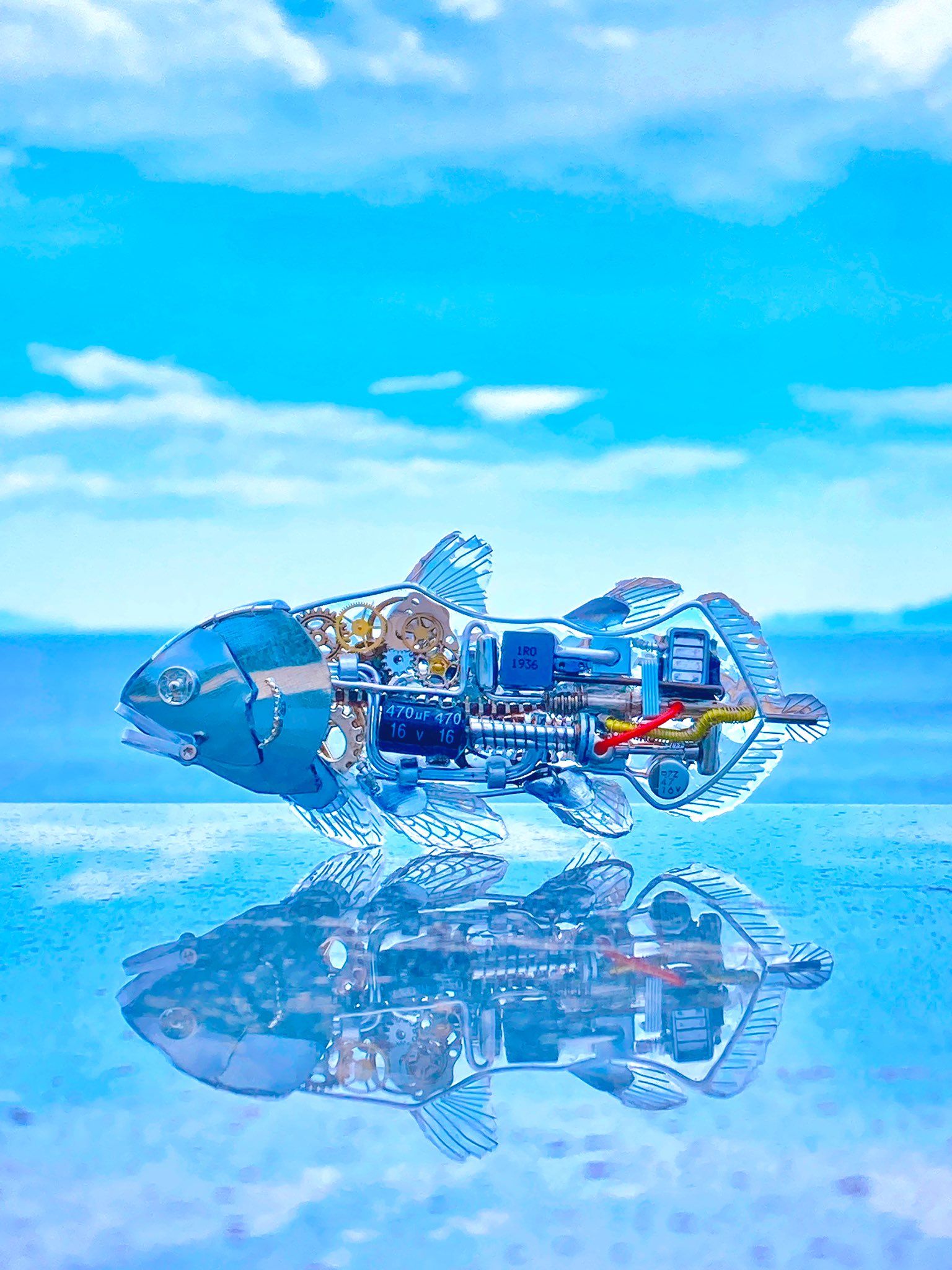 歯車や廃部品を使った”新械生物”のアートに「綺麗すぎます」「不思議な世界」の声